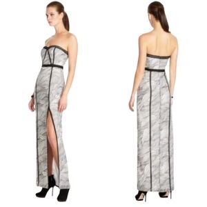 BCBGMAXAZRIA Elin Maxi Black & White Striped Bustier Dress Size 10 NWT $380